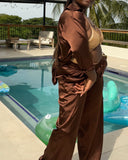 Earth Pants Chocolate Brown Drawstring Silk Pants