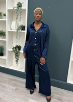 Sea Pants Navy Blue Silk Satin Pants