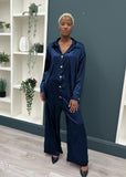 Sea Pants Navy Blue Silk Satin Pants